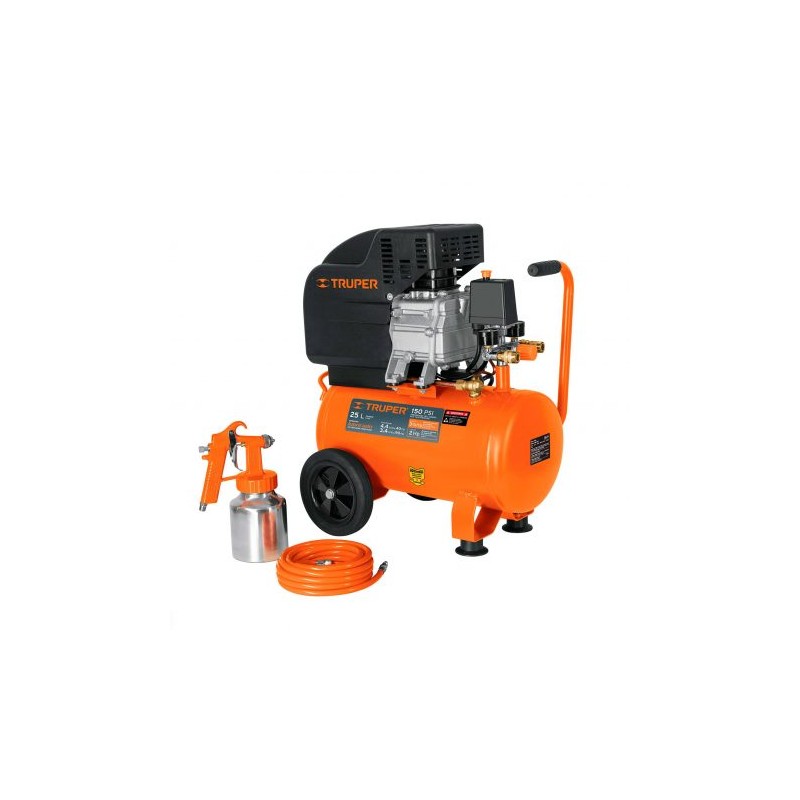 Kit, compresor 25 L, 3 HP, manguera de PVC y pistola Cod. 100300
